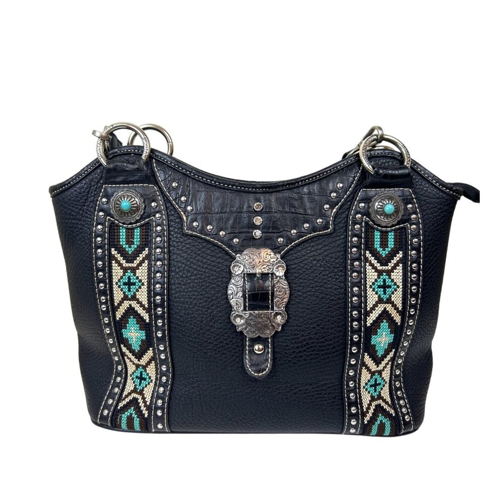 Montana West Black and Teal Crossbody Bag